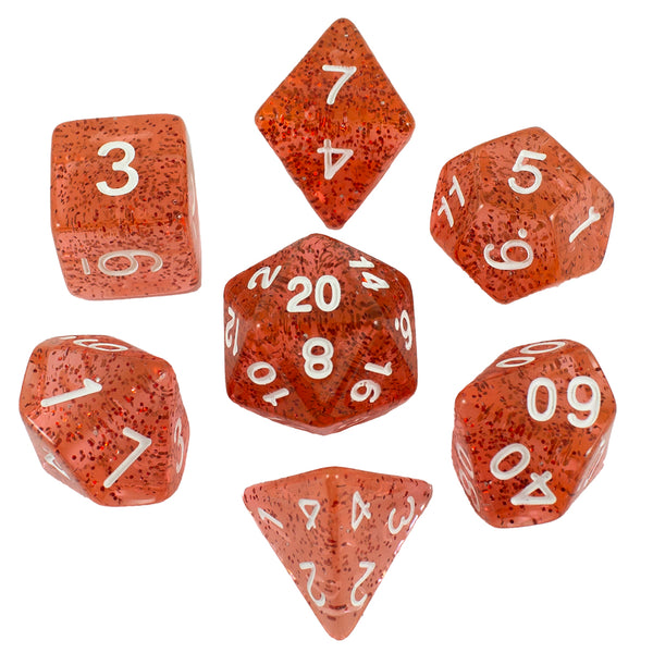 Red Glitter RPG Dice - Full Polyhedral Set