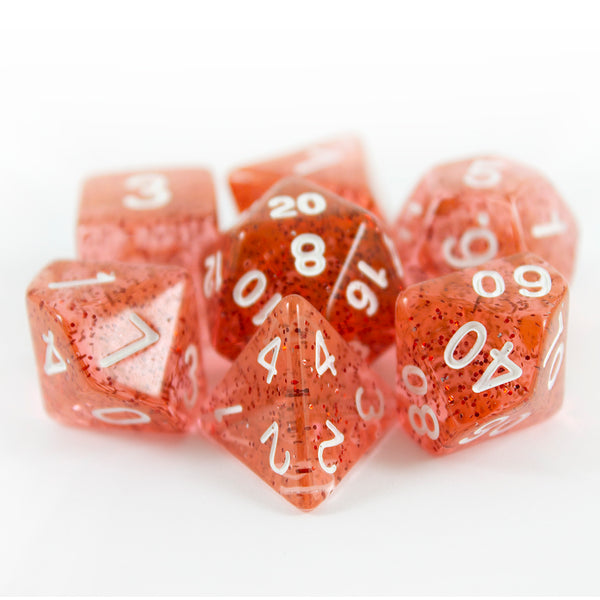 Red Glitter RPG Dice - Full Polyhedral Set