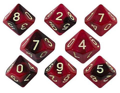 'Blood God' Red and Brown 8 D10 Dice Set - Paladin Roleplaying