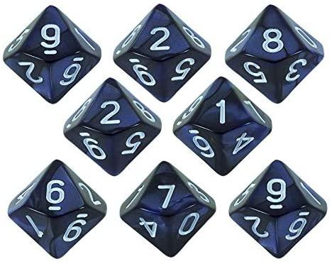 Blue Pearl Dice - 8 D10 Set - 'Nightfall' - Paladin Roleplaying