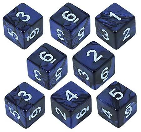 Blue Pearl Dice - 8D6 Set - 'Nightfall' - Paladin Roleplaying