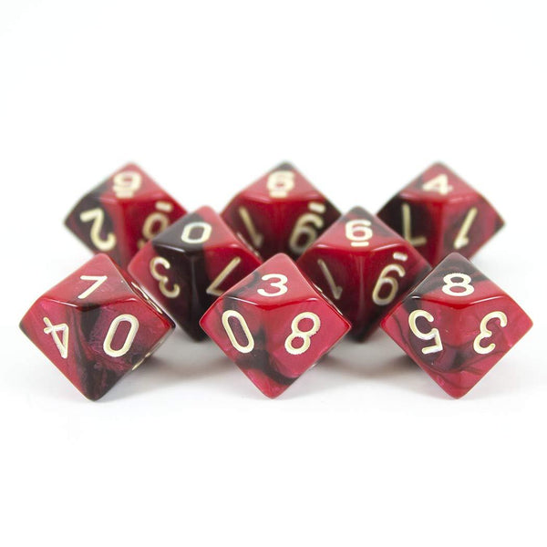 'Blood God' Red and Brown 8 D10 Dice Set - Paladin Roleplaying