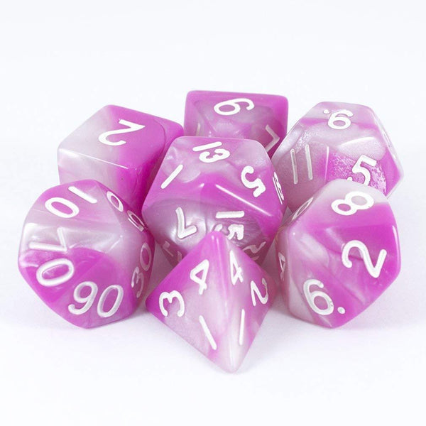 'Cherry Blossom' Pink and White Dice - RPG Dice Set - Paladin Roleplaying