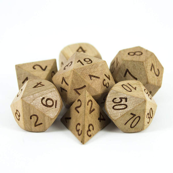 'Wildwood' Wooden DnD Dice - Full RPG Dice Set - Cherry - Paladin Roleplaying