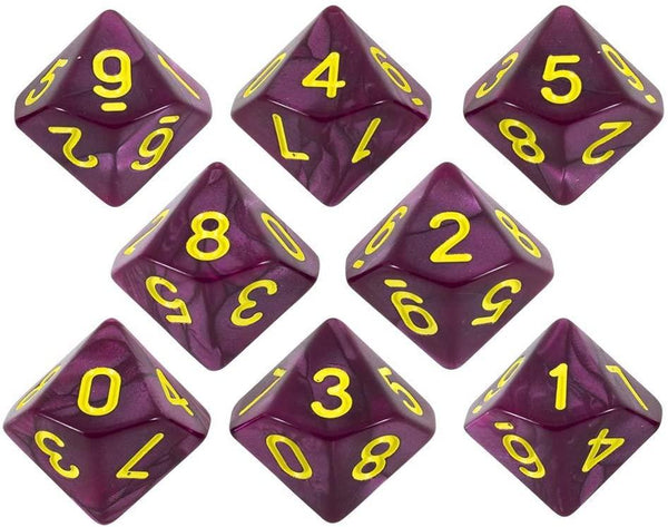 Purple Pearl Dice - 8 D10 Set - 'Plum' - Paladin Roleplaying