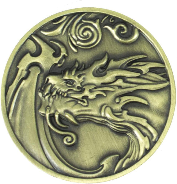 Dragon D2 Coin - Antique Gold - Paladin Roleplaying
