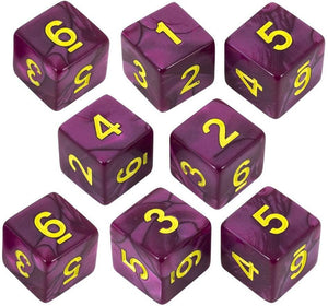 Purple Pearl Dice - 8D6 Set - 'Plum' - Paladin Roleplaying