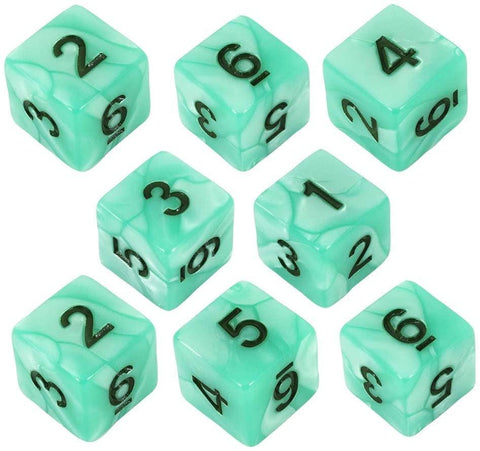 Turquoise Pearl Dice - 8D6 Set - 'Aqua' - Paladin Roleplaying