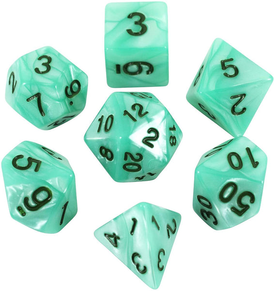 Turquoise Pearl RPG Dice - Full Polyhedral Set - 'Aqua' - Paladin Roleplaying