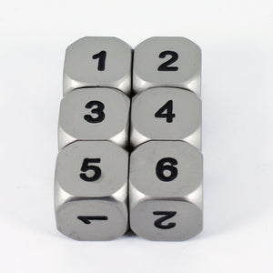 Solid Metal D6 Dice, Set Of Six, Silver Color - Paladin Roleplaying
