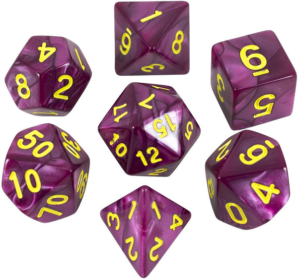 Purple Pearl RPG Dice - Full Polyhedral Set - 'Plum' - Paladin Roleplaying