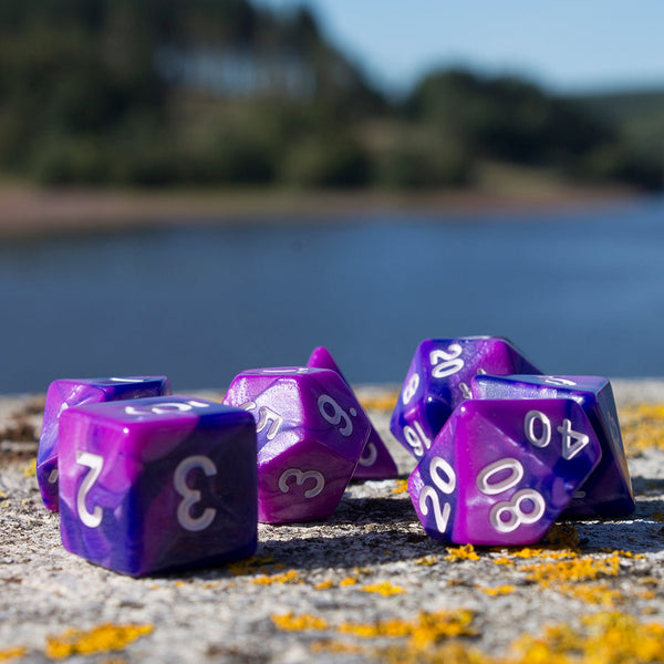 'Purple Worm' Purple and Indigo Dice - Expanded Polyhedral Set With Extra D20