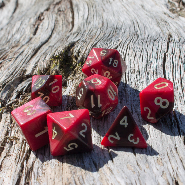 'Blood God' Red and Brown Dice - Expanded Polyhedral Set With Extra D20