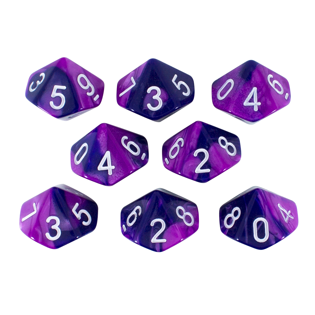 'Purple Worm' Purple and Blue 8 D10 Dice Set - Paladin Roleplaying