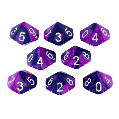 'Purple Worm' Purple and Blue 8 D10 Dice Set - Paladin Roleplaying