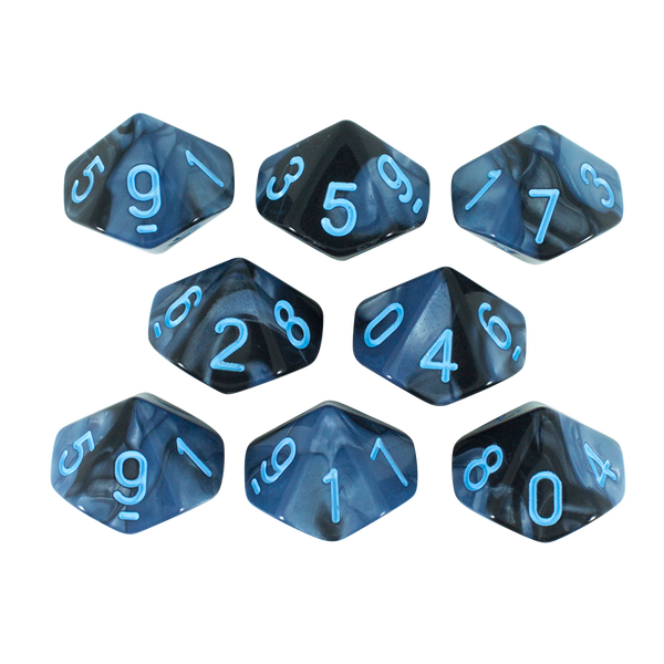 'Storm Lord' Grey and Blue 8 D10 Dice Set - Paladin Roleplaying