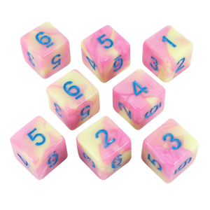 'Love Potion' Pink and Yellow Marble 8 D6 Dice Set - Paladin Roleplaying