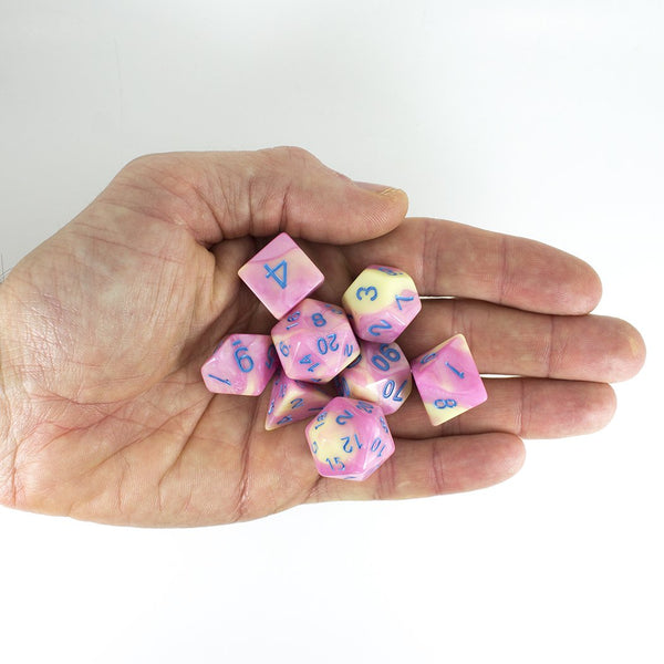 'Love Potion' Pink and Yellow Dice - Expanded Polyhedral Set With Extra D20 - Paladin Roleplaying