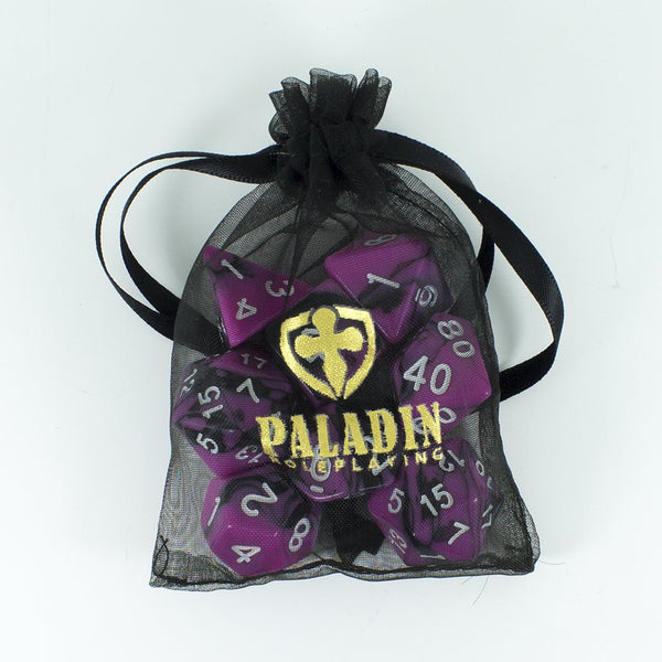 'Succubus' Magenta and Black Dice - Expanded Polyhedral Set With Extra D20 - Paladin Roleplaying