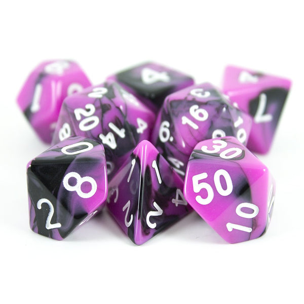 'Succubus' Magenta and Black Dice - Expanded Polyhedral Set With Extra D20 - Paladin Roleplaying