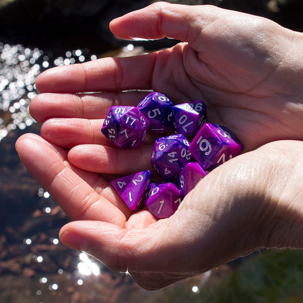 'Purple Worm' Purple and Indigo Dice - Expanded Polyhedral Set With Extra D20