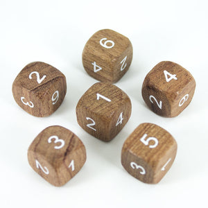 'Wildwood' Wooden DnD Dice - 6 D6 Set - Rosewood - Paladin Roleplaying