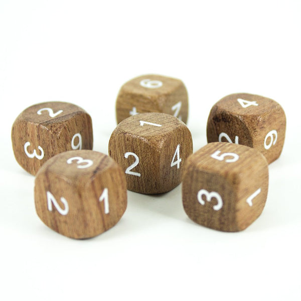 'Wildwood' Wooden DnD Dice - 6 D6 Set - Rosewood - Paladin Roleplaying