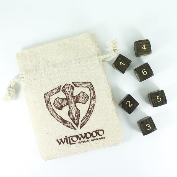 'Wildwood' Wooden DnD Dice - 6 D6 Set - Ebony - Paladin Roleplaying