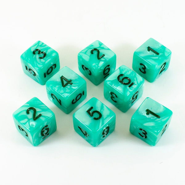 Turquoise Pearl Dice - 8D6 Set - 'Aqua'