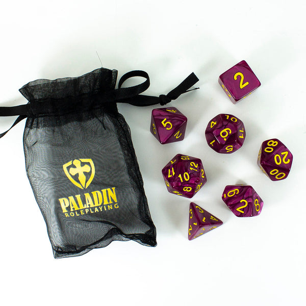 Purple Pearl RPG Dice - Full Polyhedral Set - 'Plum'
