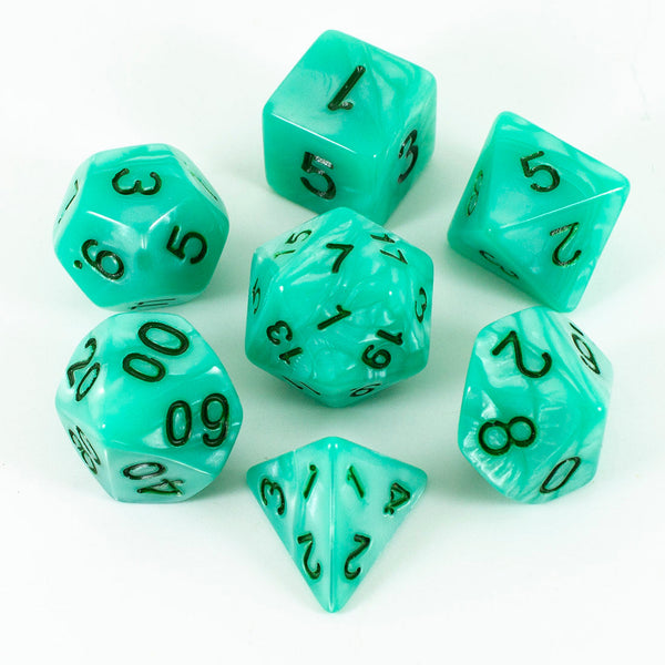 Turquoise Pearl RPG Dice - Full Polyhedral Set - 'Aqua'