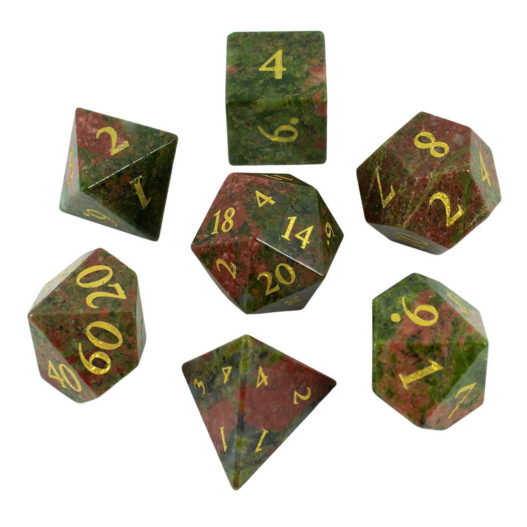 Stone Dnd Dice Solid stone RPG dice Unakite Paladin Roleplaying