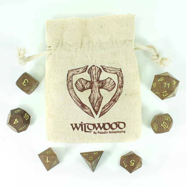 'Wildwood' Wooden DnD Dice - Full RPG Dice Set - Walnut