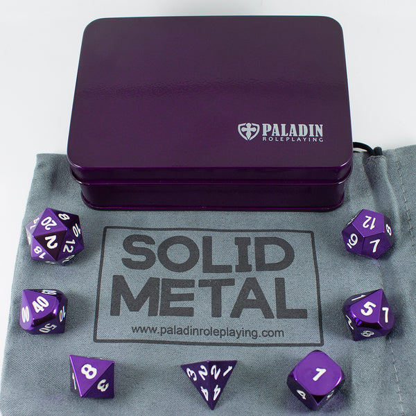 Purple Metal Dice Set, In Presentation Tin