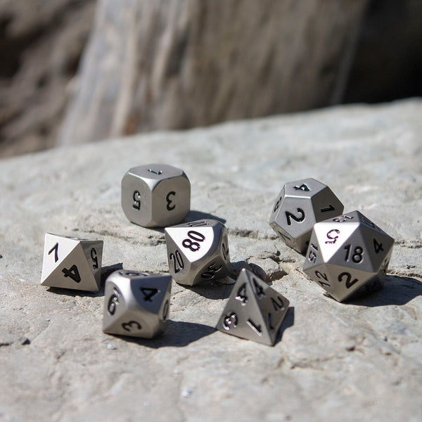 Paladin Roleplaying Silver Metal Dice Set, In Presentation Case