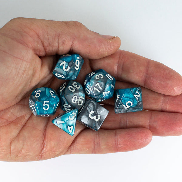 'Frostblade' Grey and Blue - RPG Dice Set