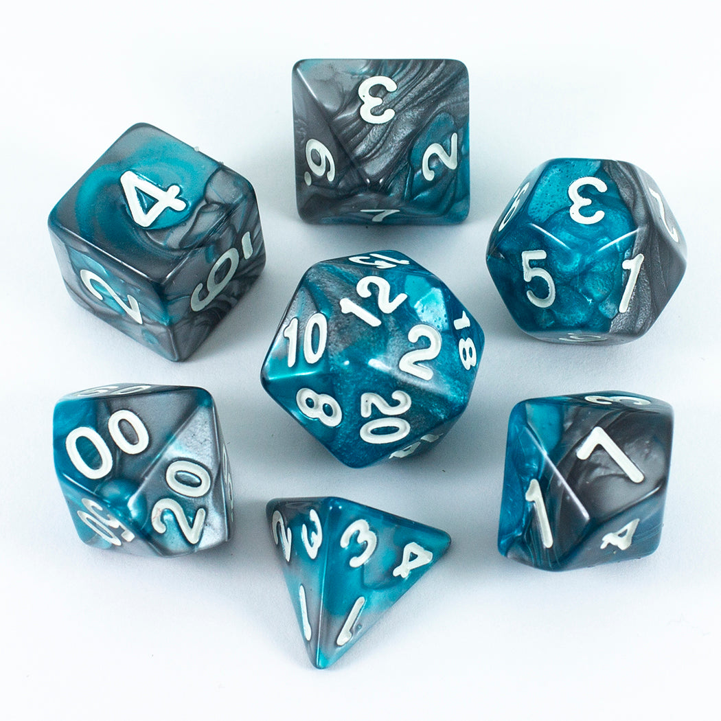 'Frostblade' Grey and Blue - RPG Dice Set