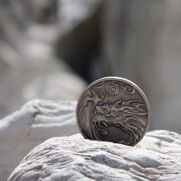 Dragon D2 Coin - Antique Silver