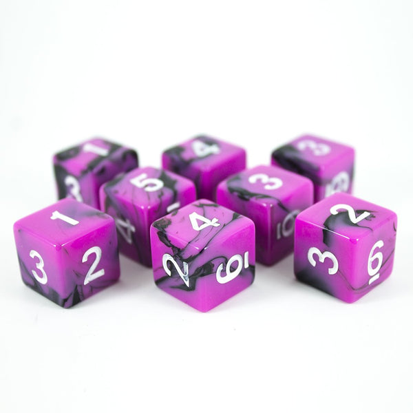 'Succubus' Pink and Black 8 D6 Dice Set - Paladin Roleplaying